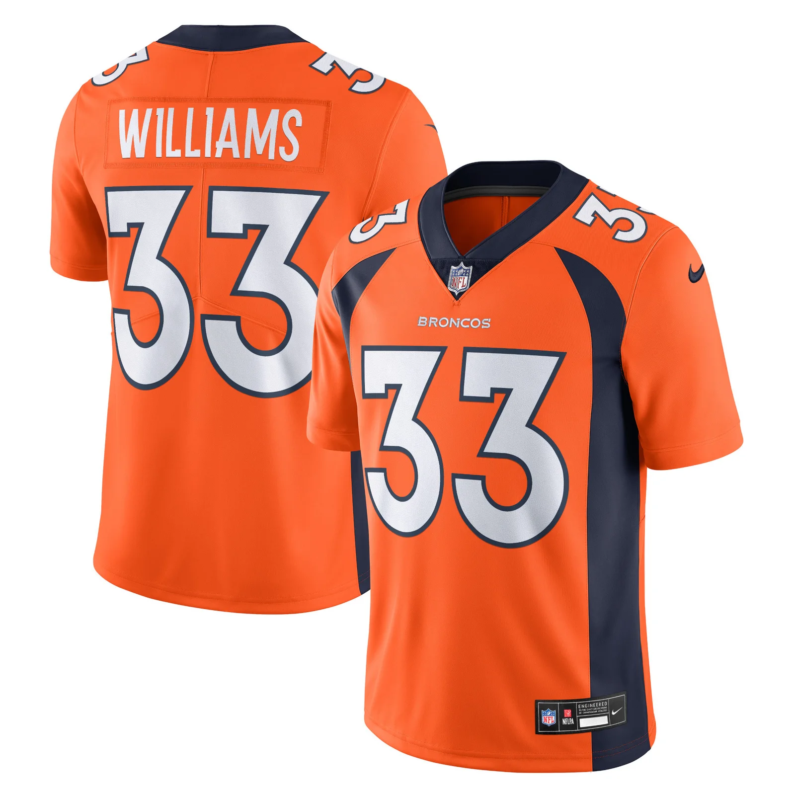 Men's Javonte Williams Denver Broncos  Vapor Untouchable Limited Jersey - Orange -
