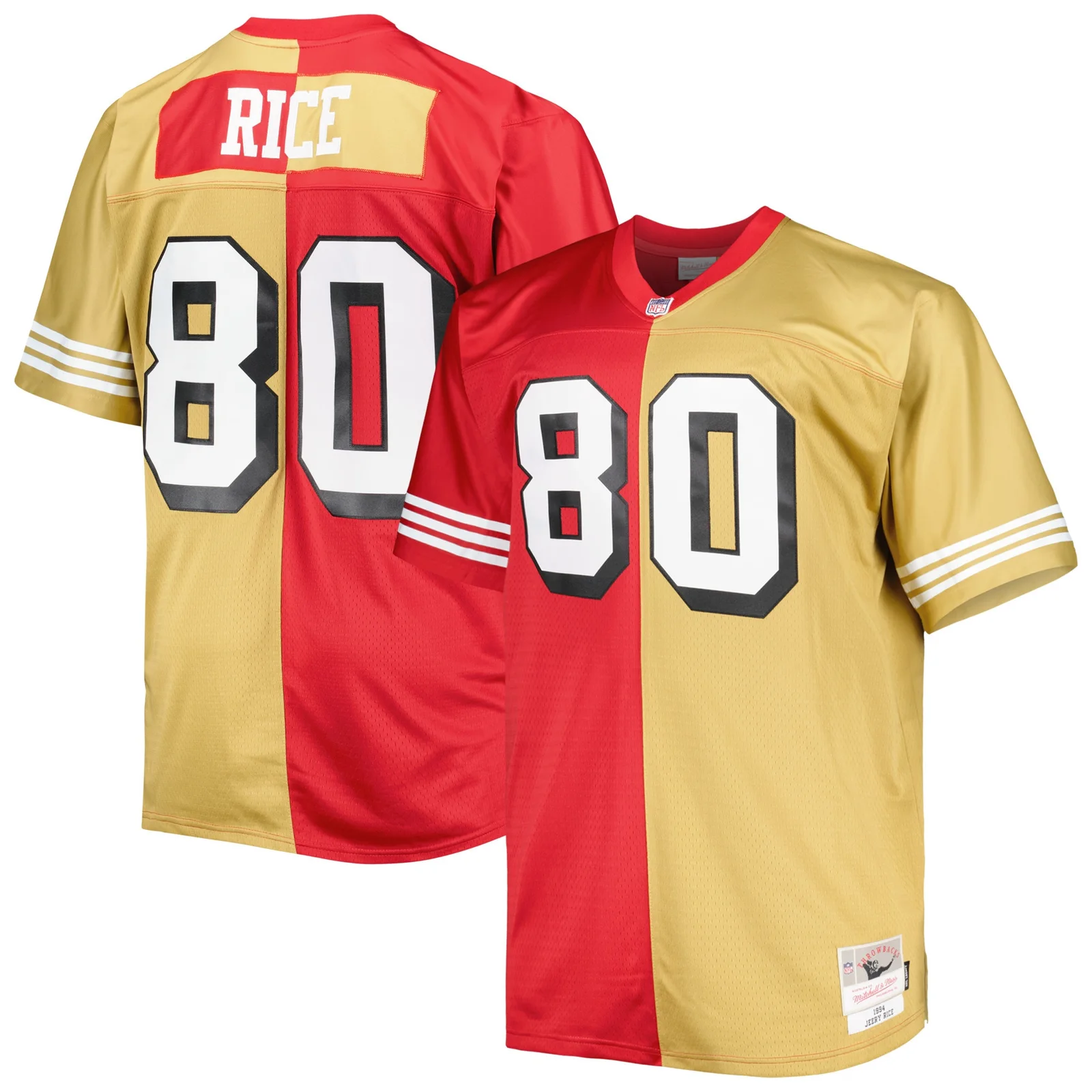 Men's Jerry Rice San Francisco 49ers Mitchell &amp; Ness Big &amp; Tall Split Legacy Retired Player  Jersey - Scarlet/Gold