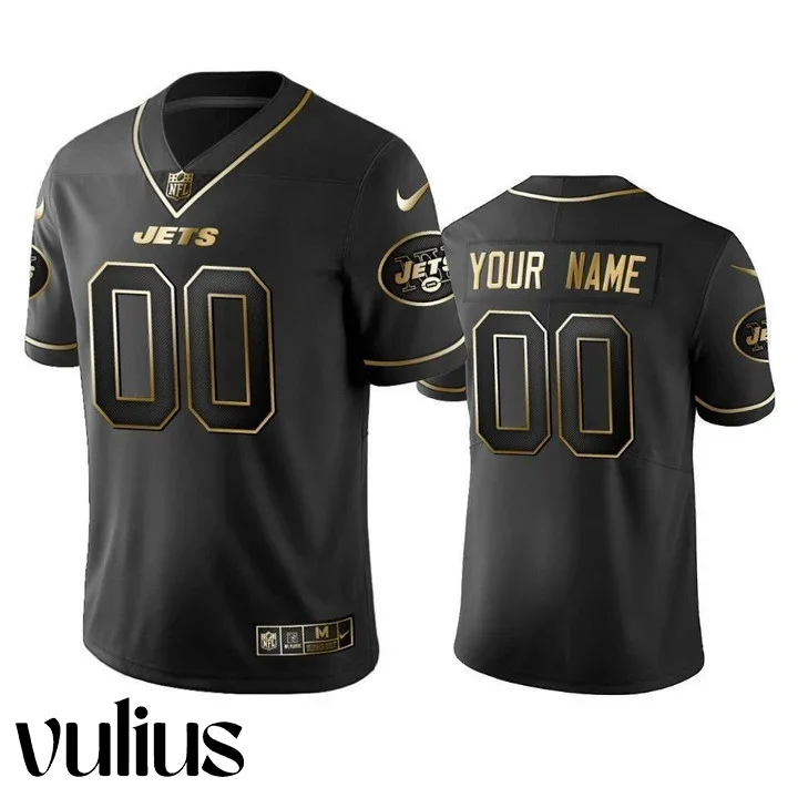 Jets Jersey Custom, Black Men's Jersey, 2019 Black Golden Edition Vapor Untouchable Limited Jersey -
