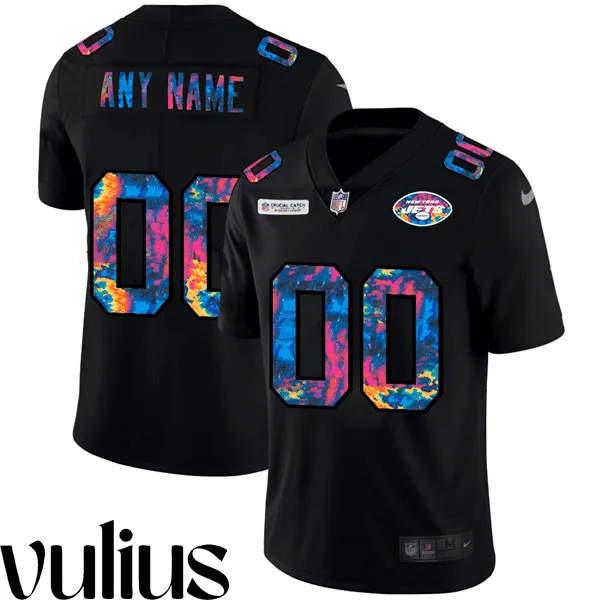 Jets Jersey Custom, Black Men's Jersey, 2020 Black Crucial Catch Limited Stitched Jersey -