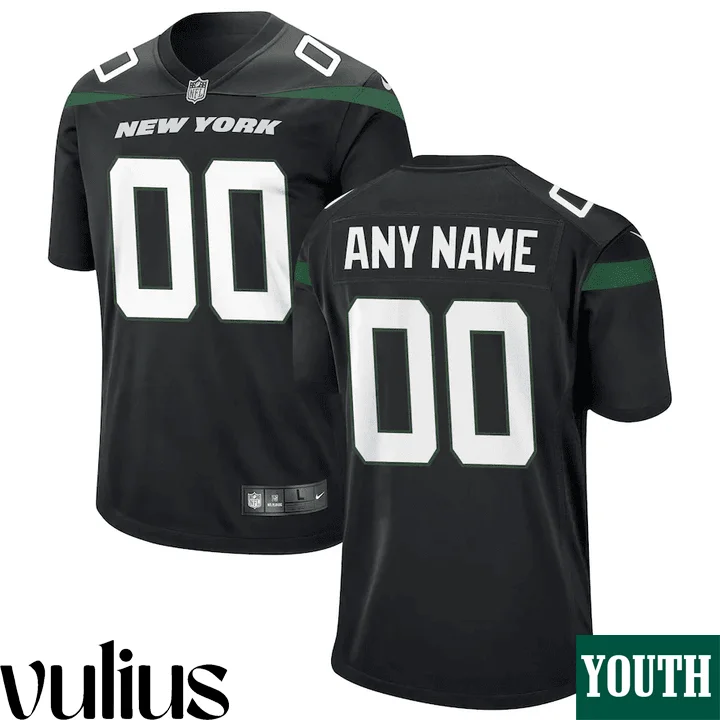 Jets Jersey Custom, Black Youth's Jersey, Alternate Jersey -