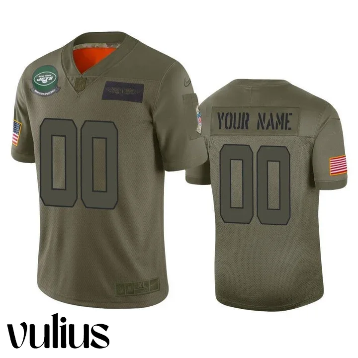 Jets Jersey Custom, Olive Men's Jersey, 2019 Salute to Service Limited Jersey -