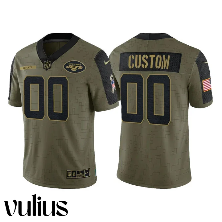 Jets Jersey Custom, Olive Men's Jersey, 2021 Salute To Service Limited Jersey -