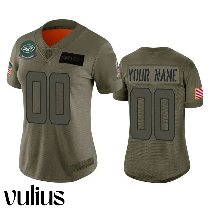 Jets Jersey Custom, Olive Woman's Jersey, 2019 Salute to Service Limited Jersey -