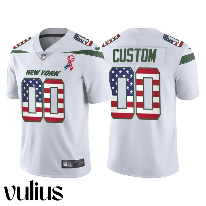 Jets Jersey Custom, White Men's Jersey, 9-11 20th Anniversary Commemoration Limited Jersey -