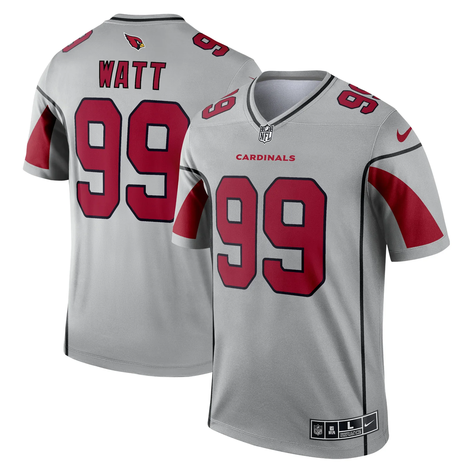Men's J.J. Watt Arizona Cardinals Inverted Legend Jersey - Silver -