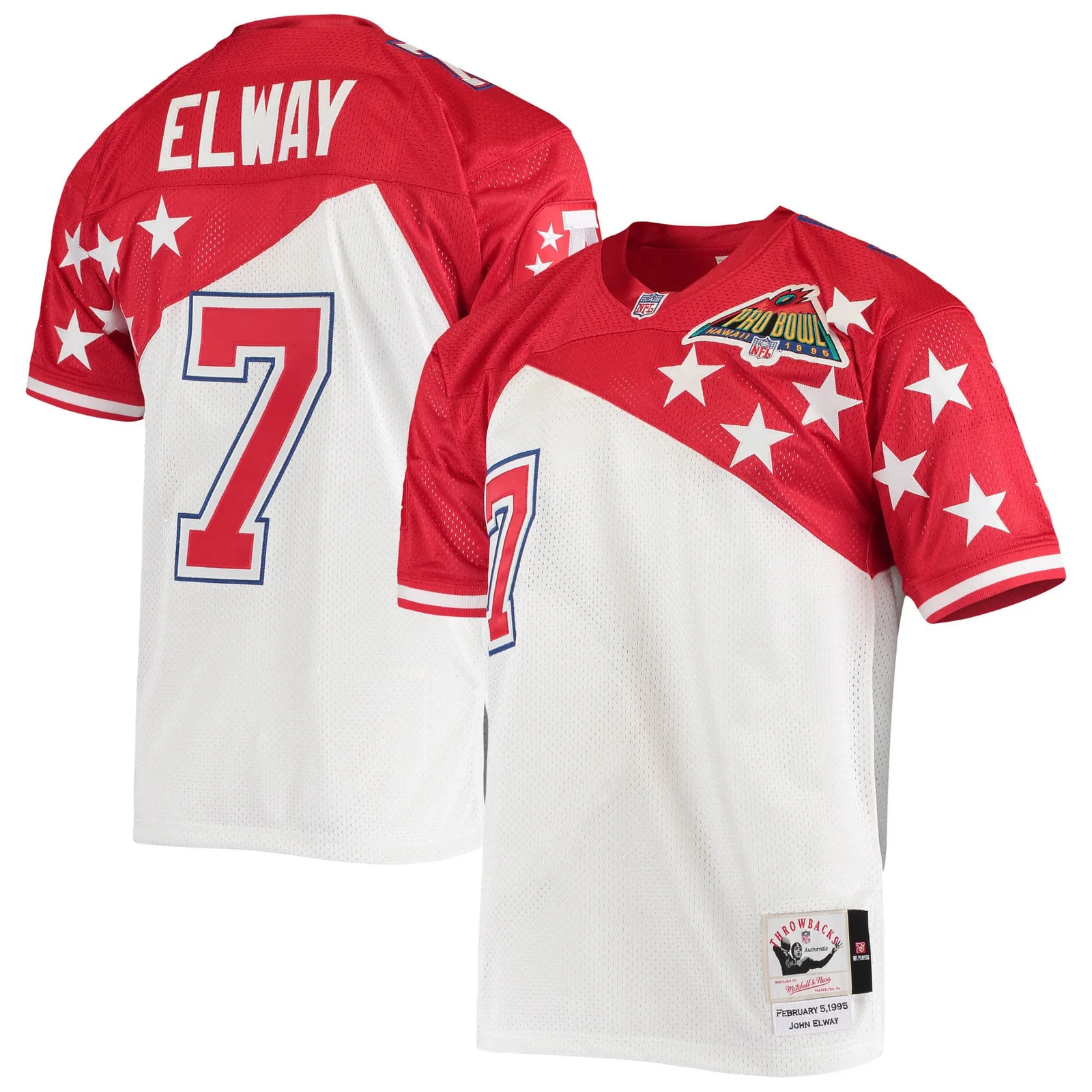 Men's John Elway AFC Mitchell &amp; Ness 1995 Pro Bowl Authentic Jersey - White/Red -