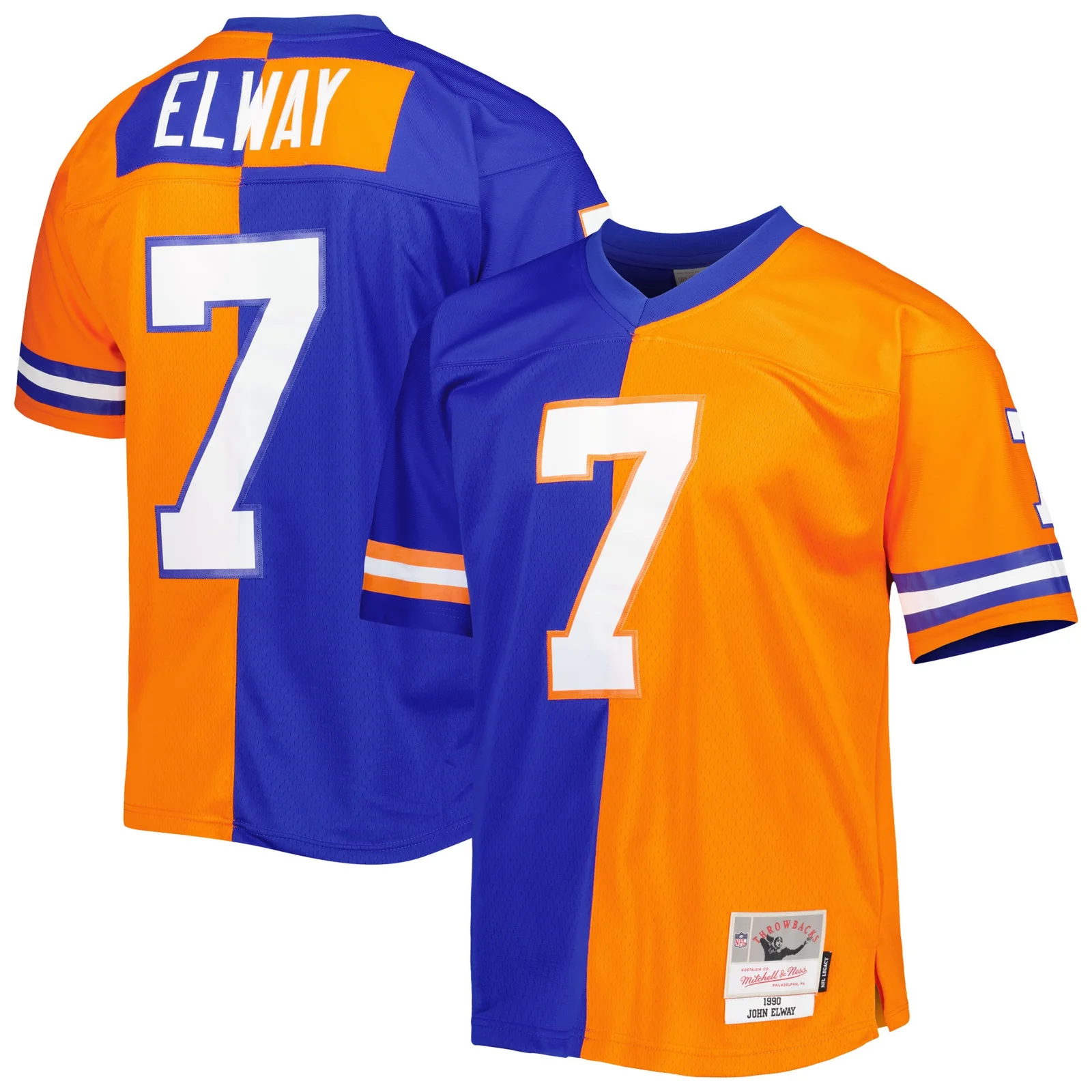 Men's John Elway Denver Broncos Mitchell &amp; Ness 1990 Split Legacy  Jersey - Royal/Orange