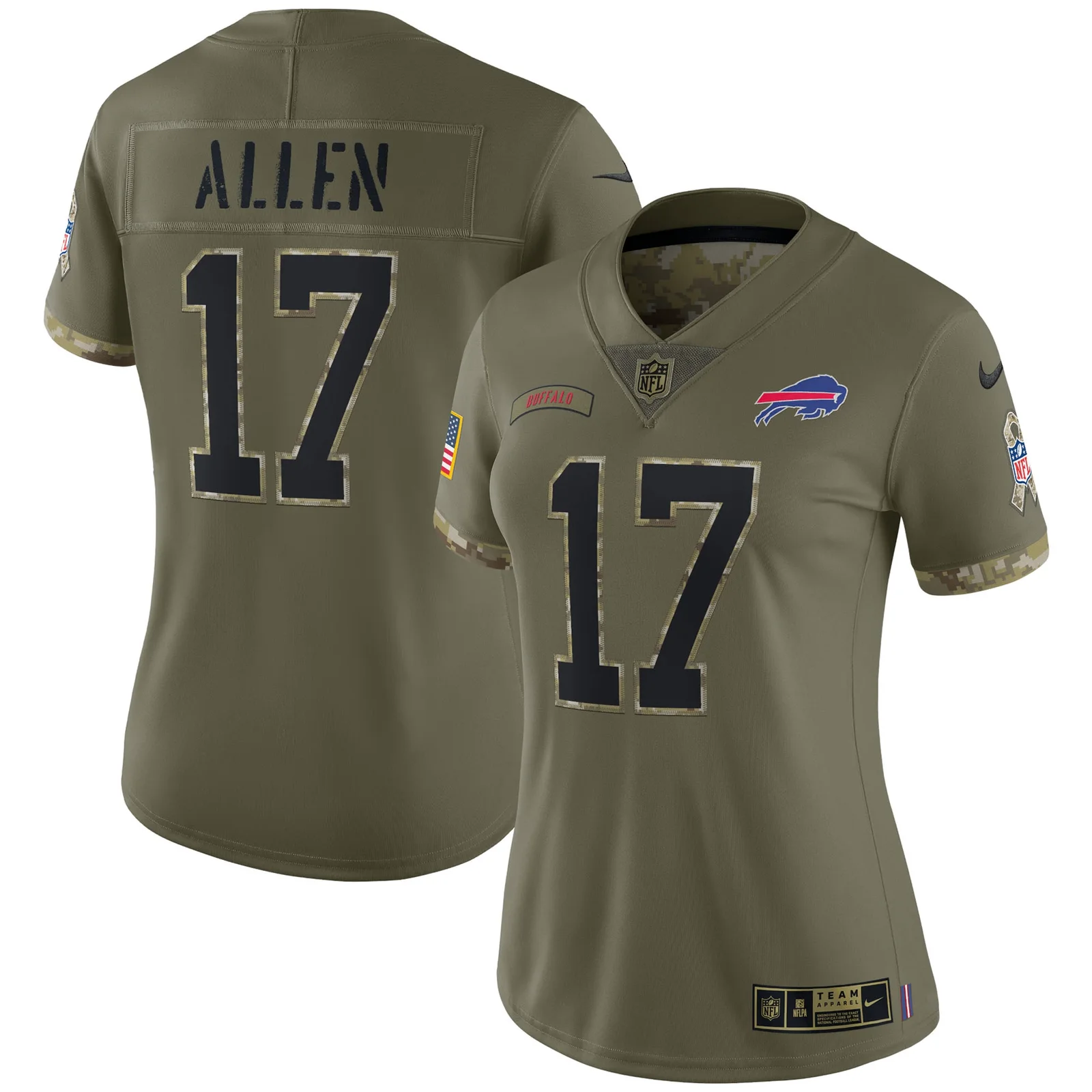 Josh Allen Buffalo Bills Woman's 2022 Salute To Service Limited Jersey - Olive -