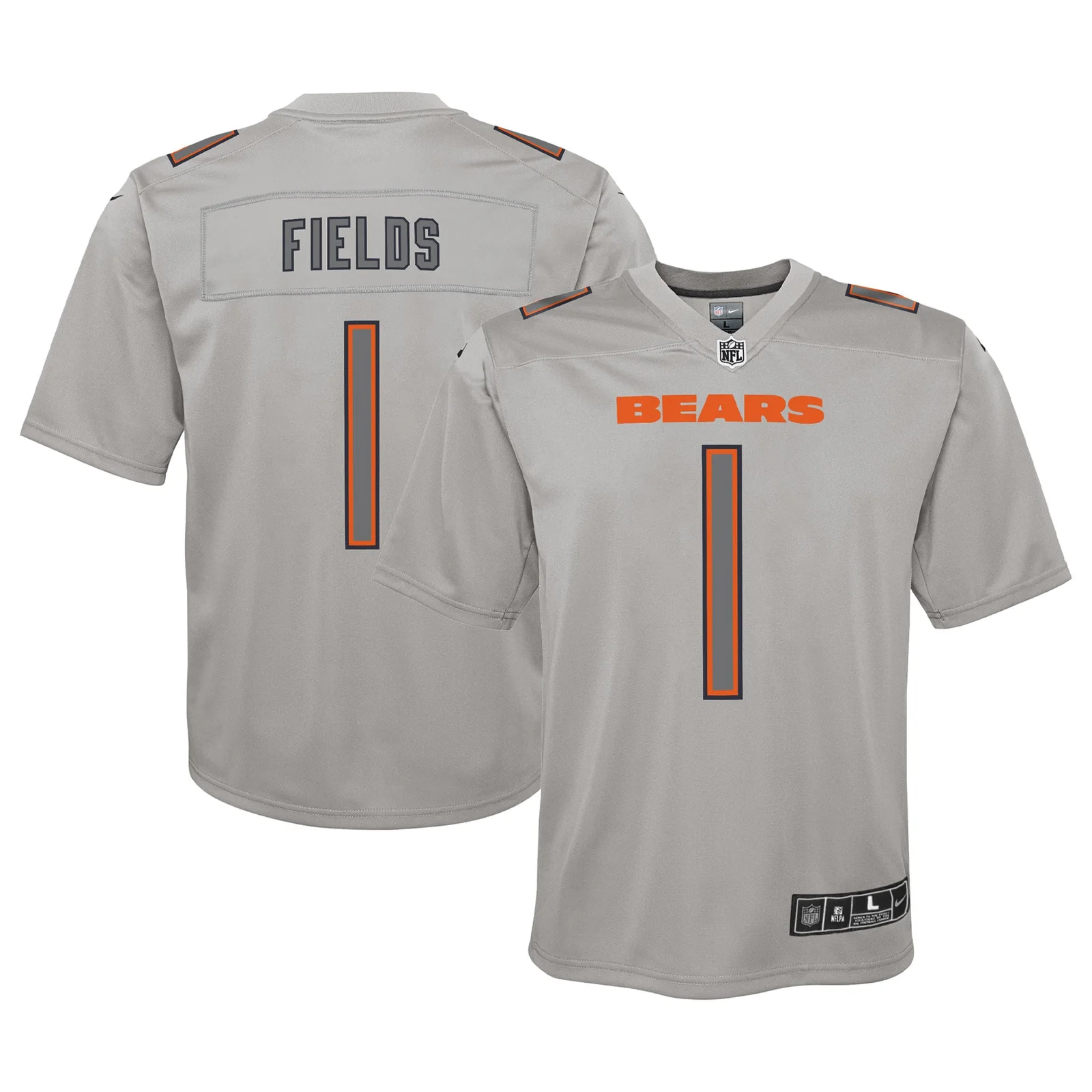Justin Fields Chicago Bears Youth Atmosphere Game Jersey - Gray -