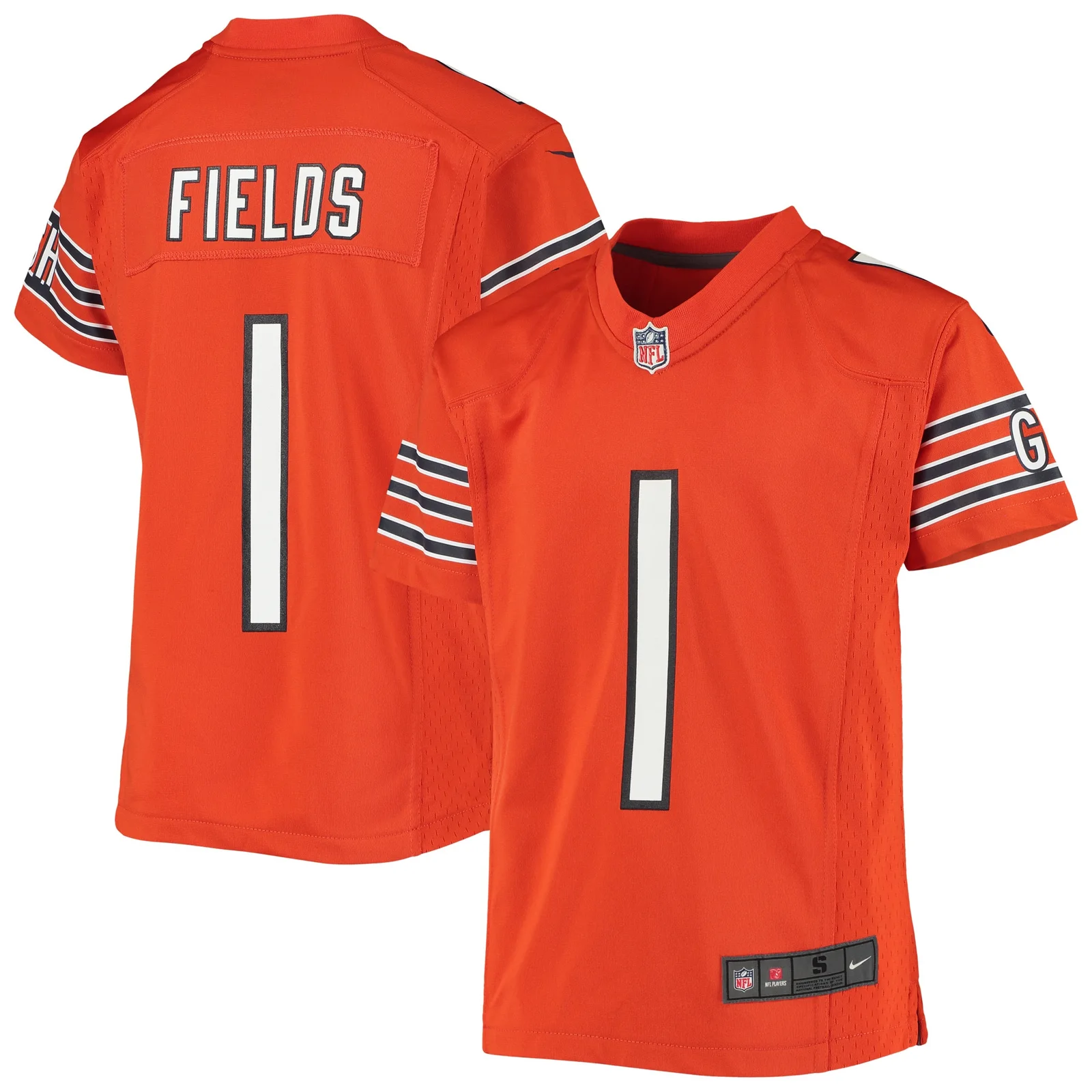 Justin Fields Chicago Bears Youth Game Jersey - Orange -