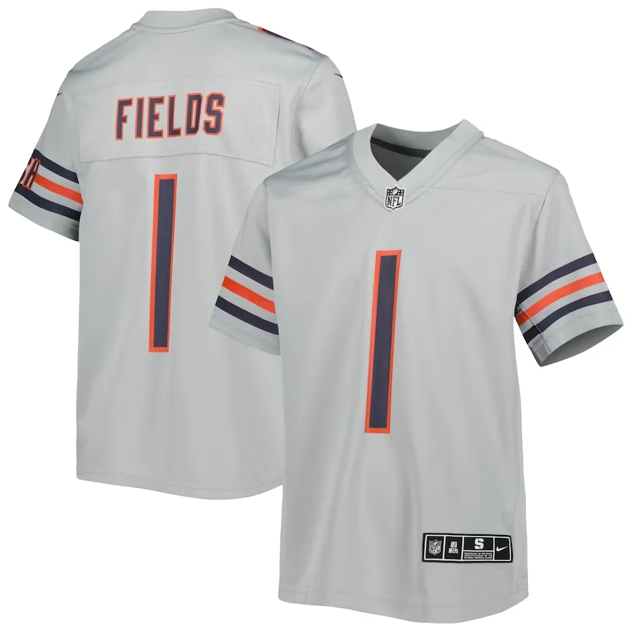 Justin Fields Jersey, Gray Men's, Inverted Game Jersey -