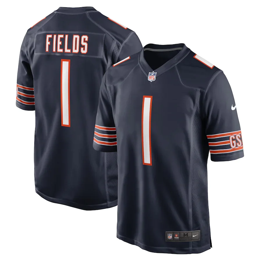 Justin Fields Jersey, Navy Men's, Player Game Jersey -