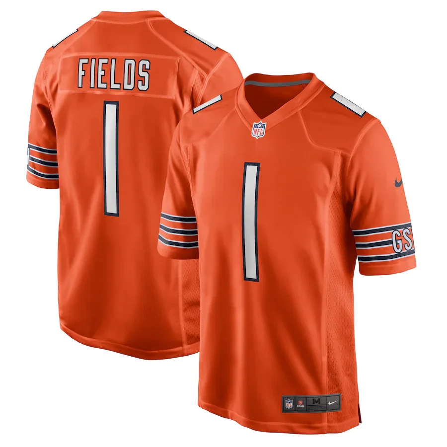Justin Fields Jersey, Orange Men's, Player Game Jersey -