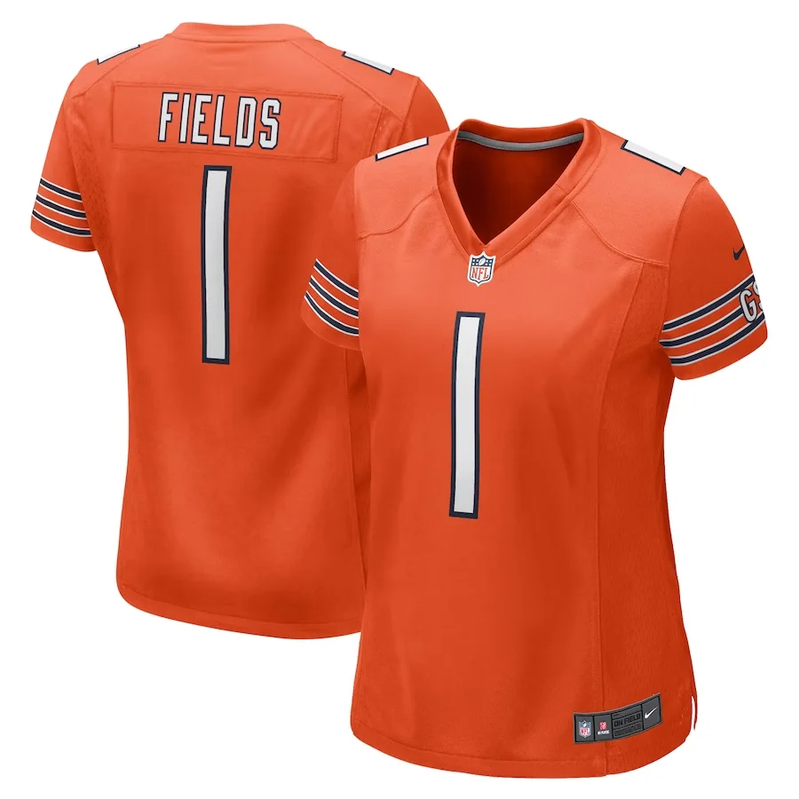 Justin Fields Jersey, Orange Woman's, Game Jersey -