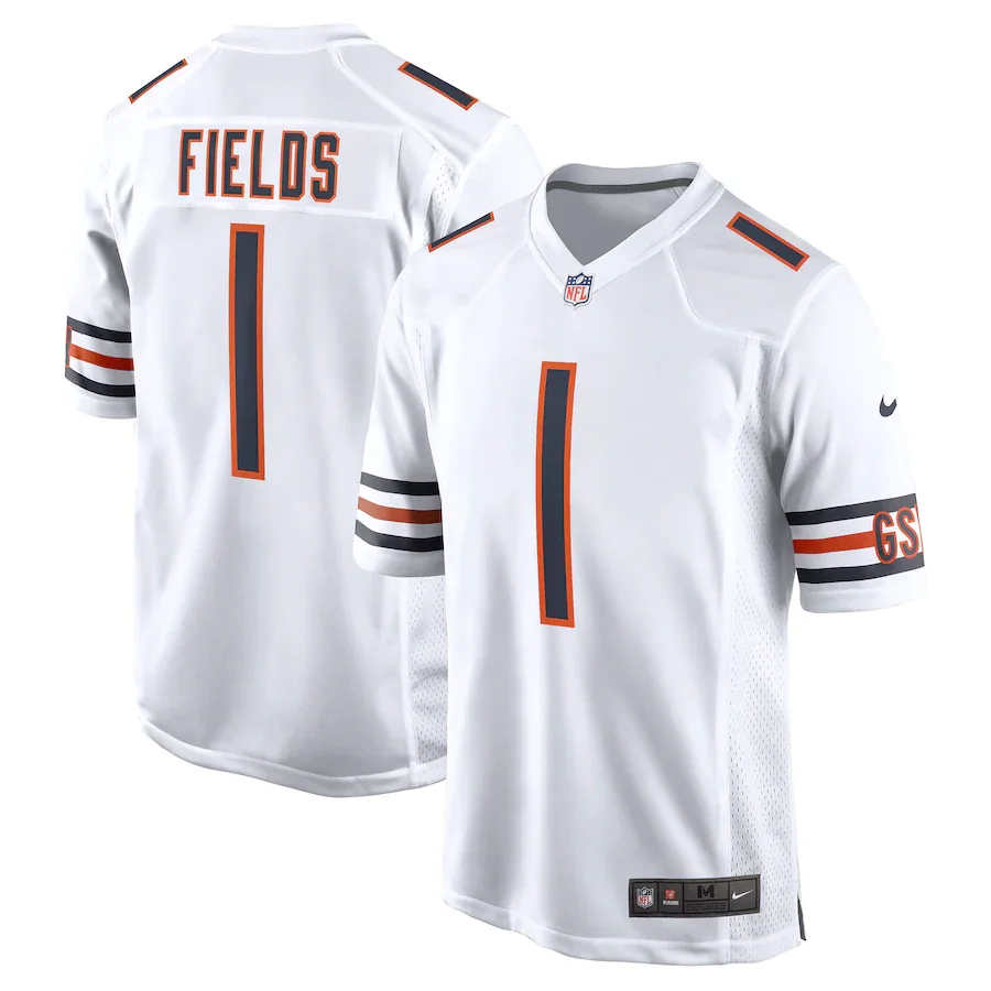 Justin Fields Jersey, White Men's, Player Game Jersey -