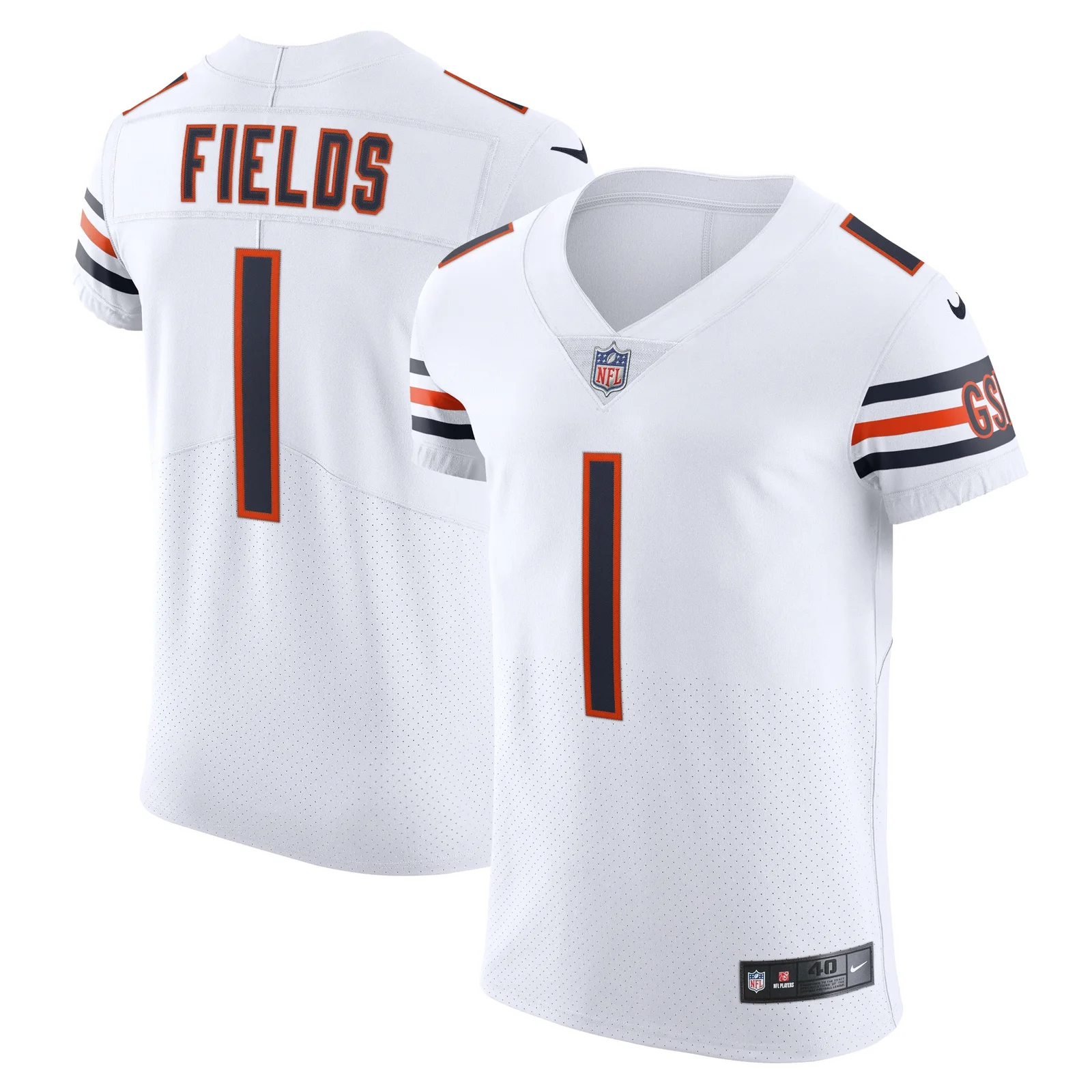 Men's Justin Fields Chicago Bears Vapor Elite Jersey - White -