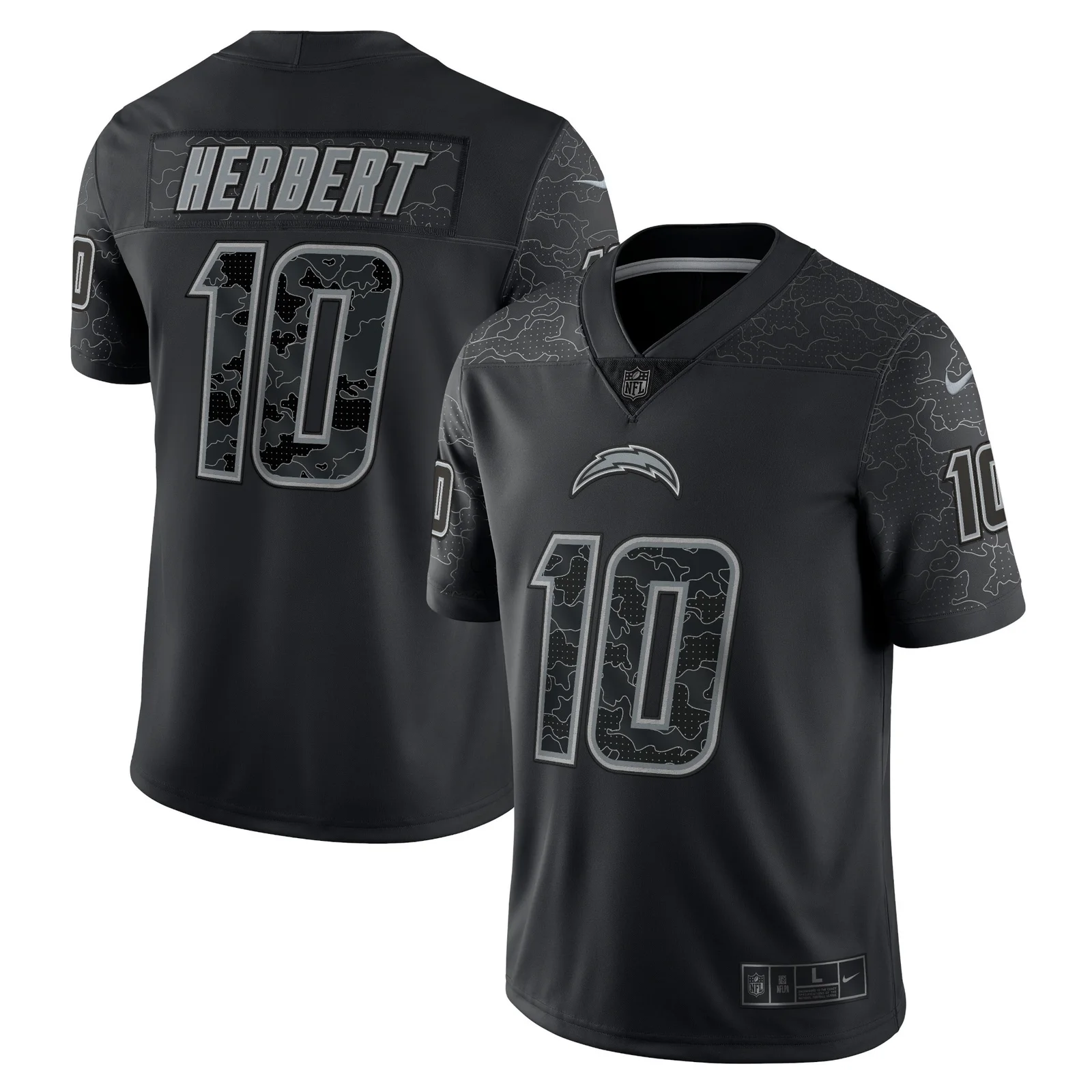 Men's Justin Herbert Los Angeles Chargers RFLCTV Limited Jersey - Black -