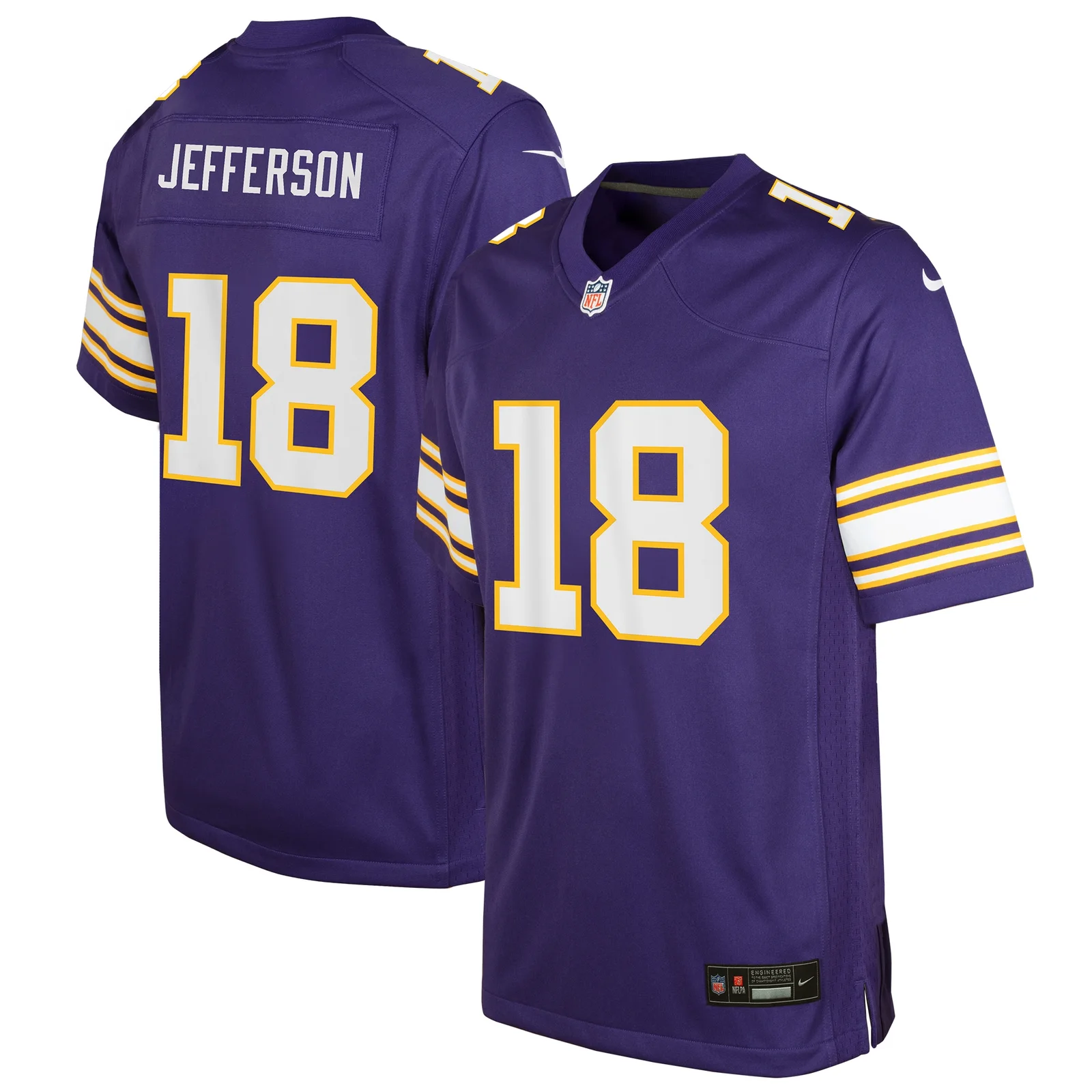 Justin Jefferson Minnesota Vikings Youth Classic Player Game Jersey - Purple -