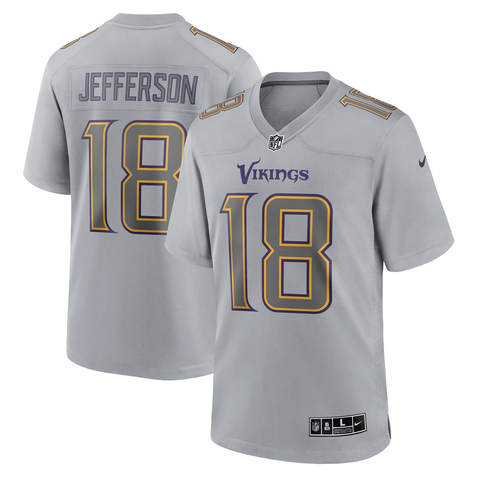 Men's Justin Jefferson Minnesota Vikings Atmosphere Fashion Game Jersey - Gray -
