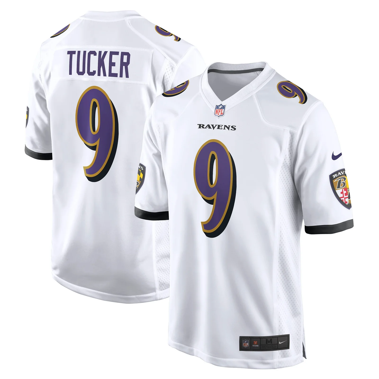Men'sJustin Tucker Baltimore Ravens Game Jersey - White -