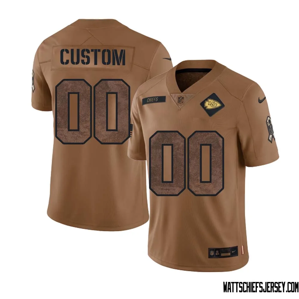 Custom Kanas City Chiefs 2023 Salute To Service Limited Jersey - Brown -