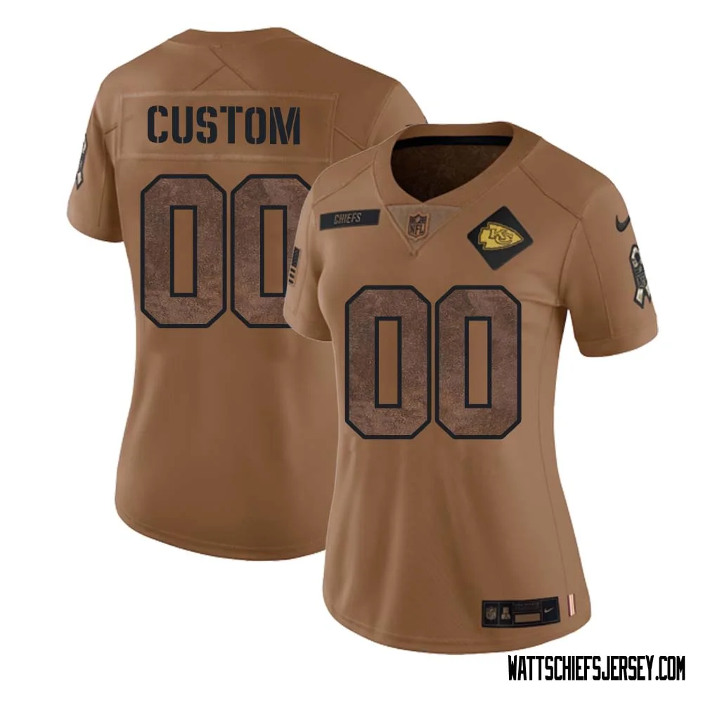 Custom Kanas City Chiefs 2023 Salute To Service Limited Jersey Woman - Brown -