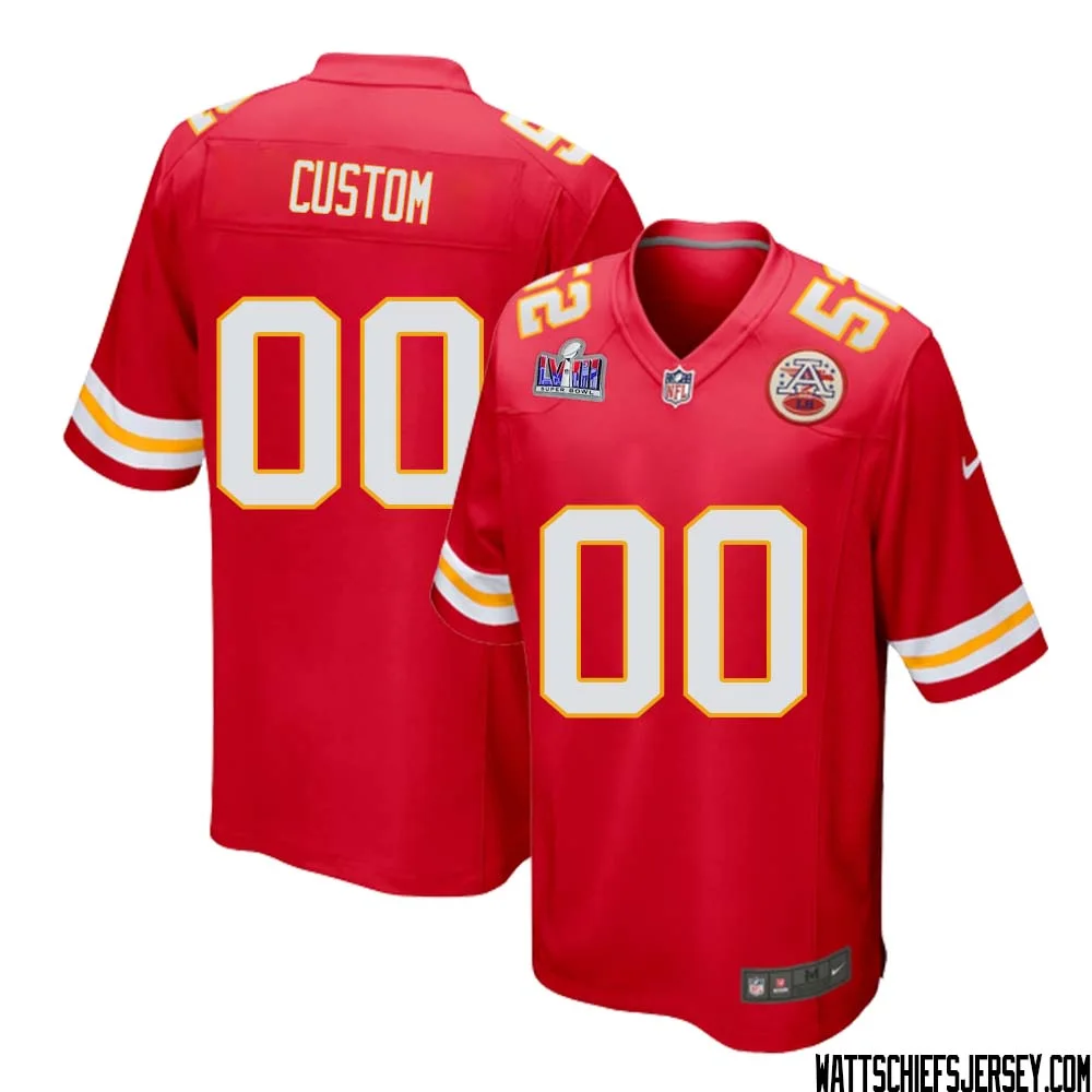 Custom Kanas City Chiefs Super Bowl LVIII Home Game Jersey for Men - Red -