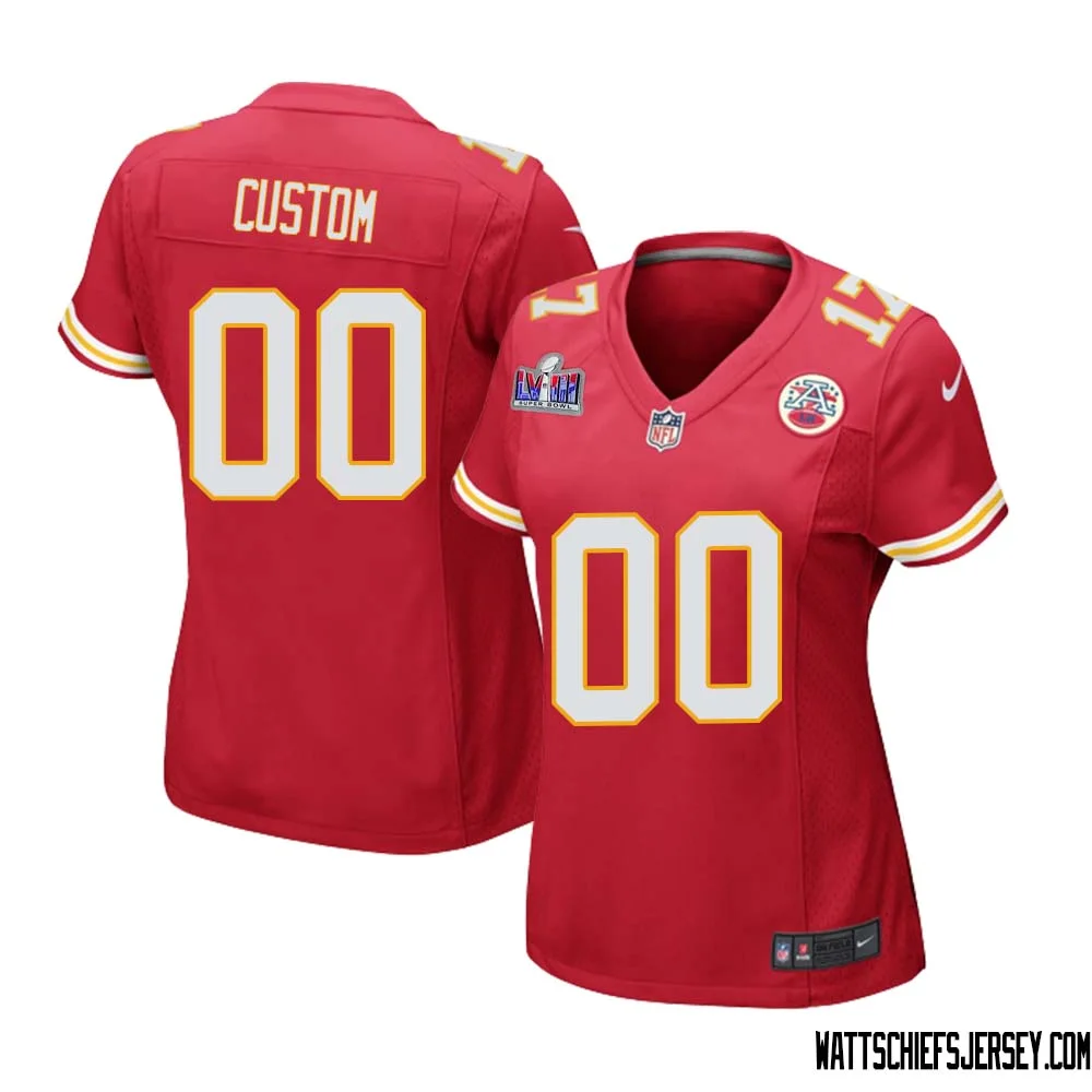 Custom Kanas City Chiefs Super Bowl LVIII Home Game Jersey for Woman - Red -
