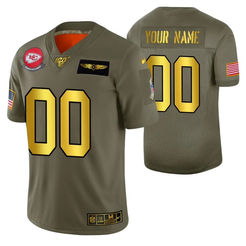 Custom Chiefs Jersey for Men 100th Season Kansas City Chiefs Custom 2019 Salute to Service Jersey -