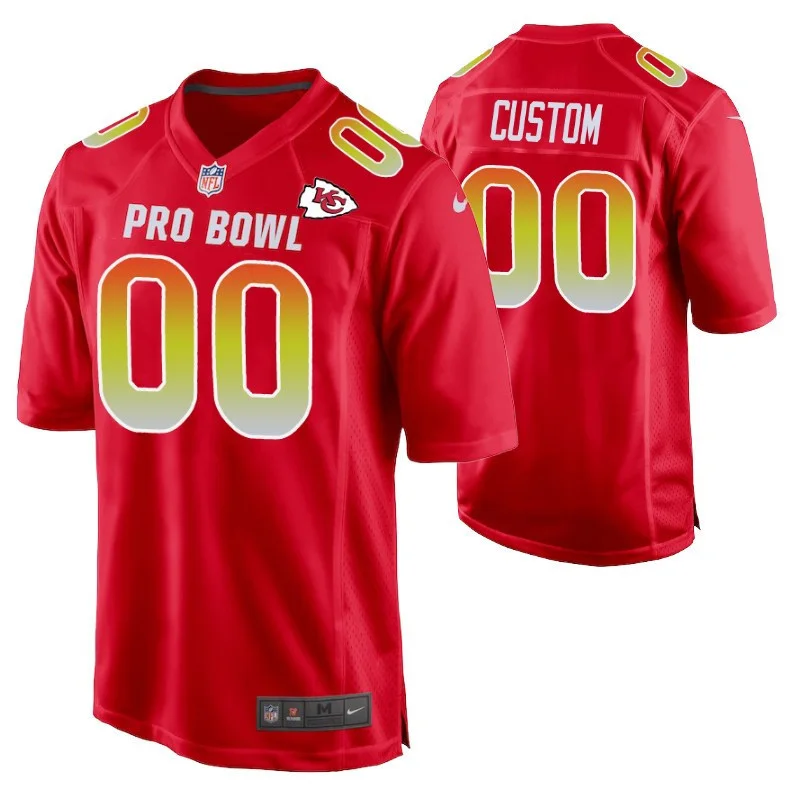 Custom Chiefs Jersey for Men AFC Kansas City Chiefs Custom 2019 Pro Bowl Game Jersey - Red -