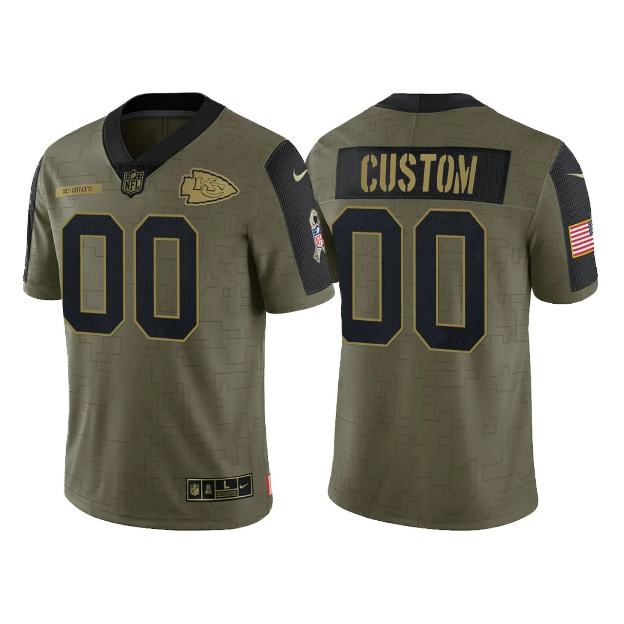 Custom Chiefs Jersey for Men Custom Kansas City Chiefs 2021 Salute To Service Limited Jersey - Olive -