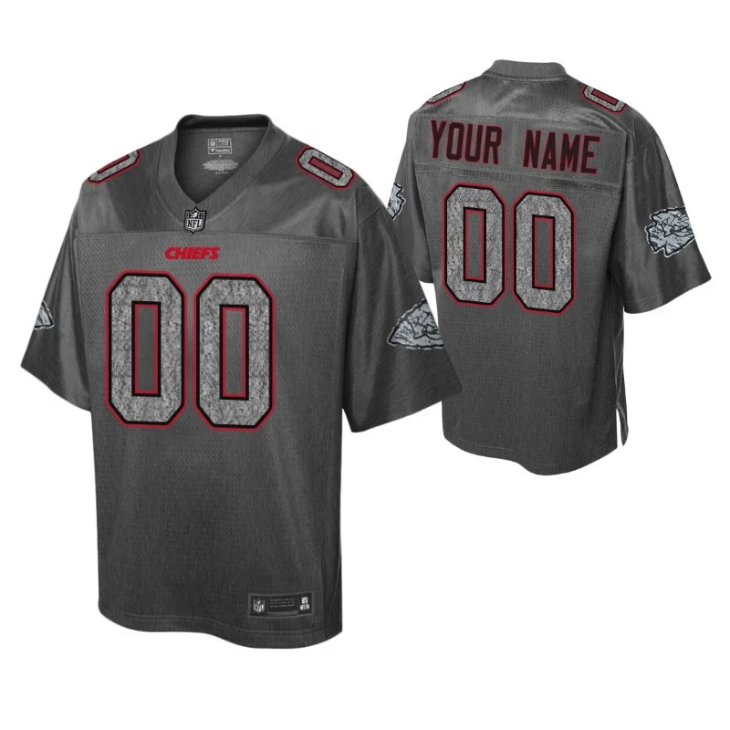 Custom Chiefs Jersey for Men Custom Kansas City Chiefs Static Fashion Jersey - Heather Charcoal -