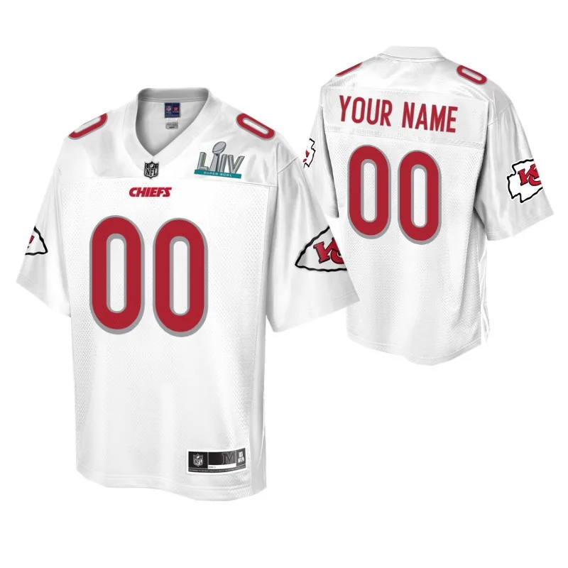 Custom Chiefs Jersey for Men Custom Kansas City Chiefs White Super Bowl LIV Champions Jersey -
