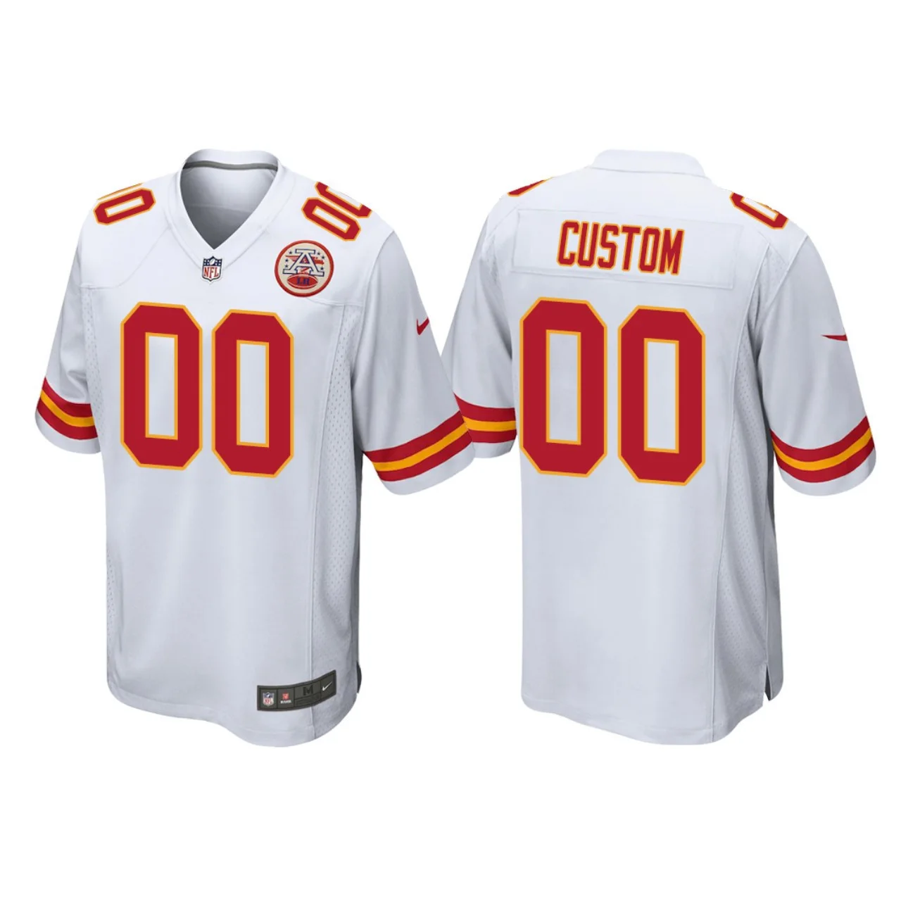 Custom Chiefs Jersey for Men Kansas City Chiefs #00 Custom White Game Jersey -