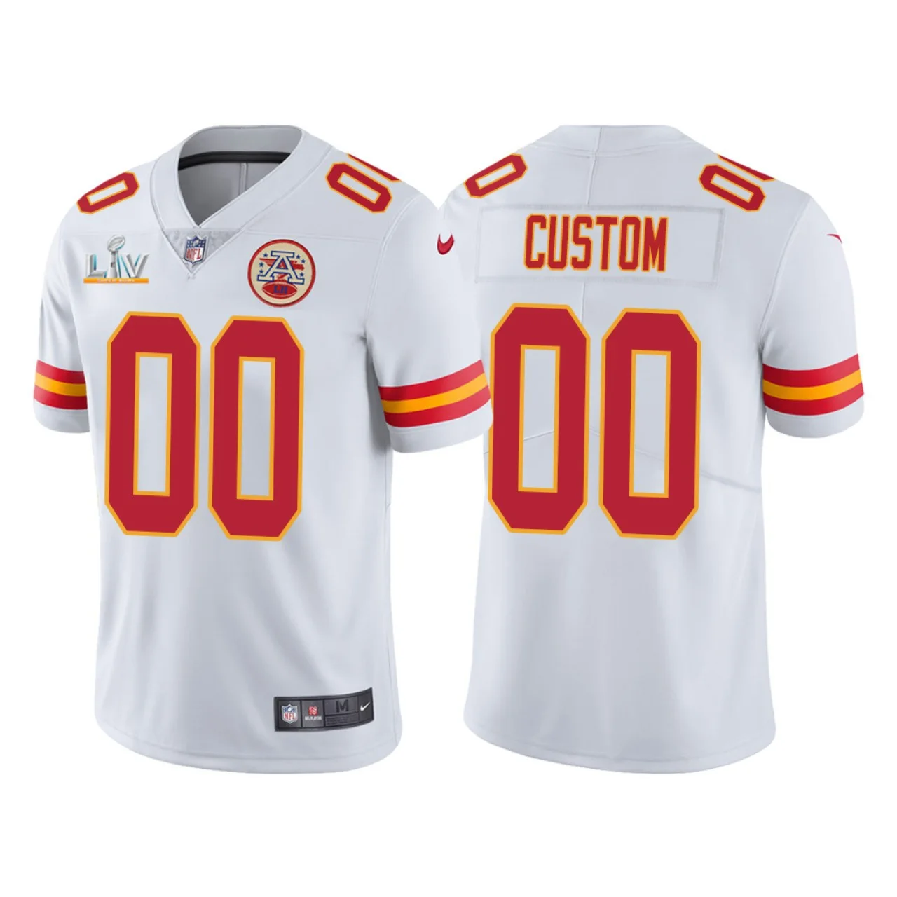 Men's Kansas City Chiefs #00 Custom White Super Bowl LV Vapor Limited Jersey -