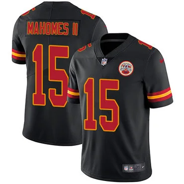 Men's Kansas City Chiefs #15 Patrick Mahomes II Black Stitched NFL Limited Rush Jersey -
