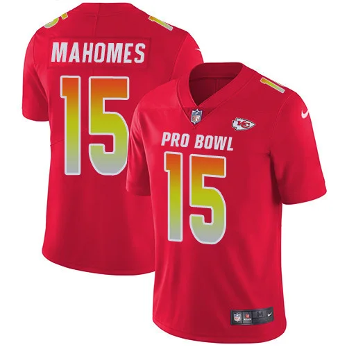 Custom Chiefs Jersey for Men Kansas City Chiefs #15 Patrick Mahomes Red Stitched NFL Limited AFC 2019 Pro Bowl Jersey -
