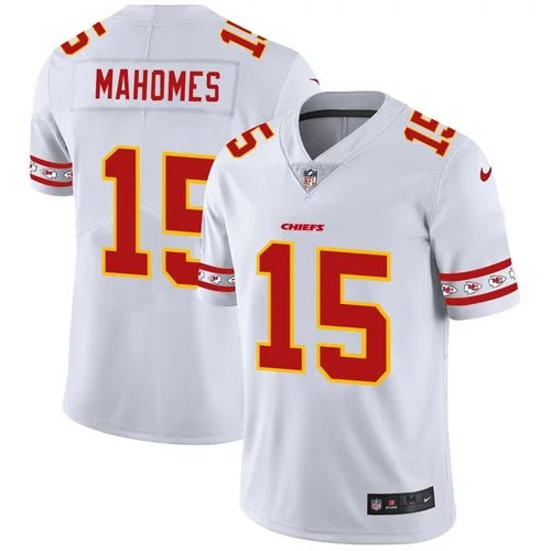 Custom Chiefs Jersey for Men Kansas City Chiefs #15 Patrick Mahomes White Team Logo Vapor Limited NFL Jersey -