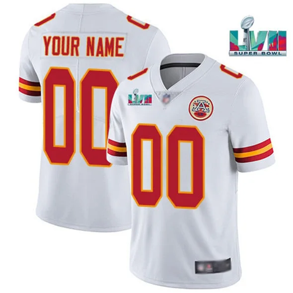 Custom Chiefs Jersey for Men Kansas City Chiefs Custom ACTIVE PLAYER White Super Bowl LVII Patch Vapor Untouchable Limited Stitched Jersey -