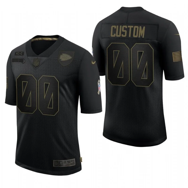 Men's Kansas City Chiefs Custom Black 2020 Salute To Service Limited Jersey -