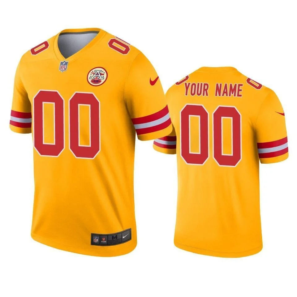 Custom Chiefs Jersey for Men Kansas City Chiefs Custom Gold Inverted Legend Jersey -