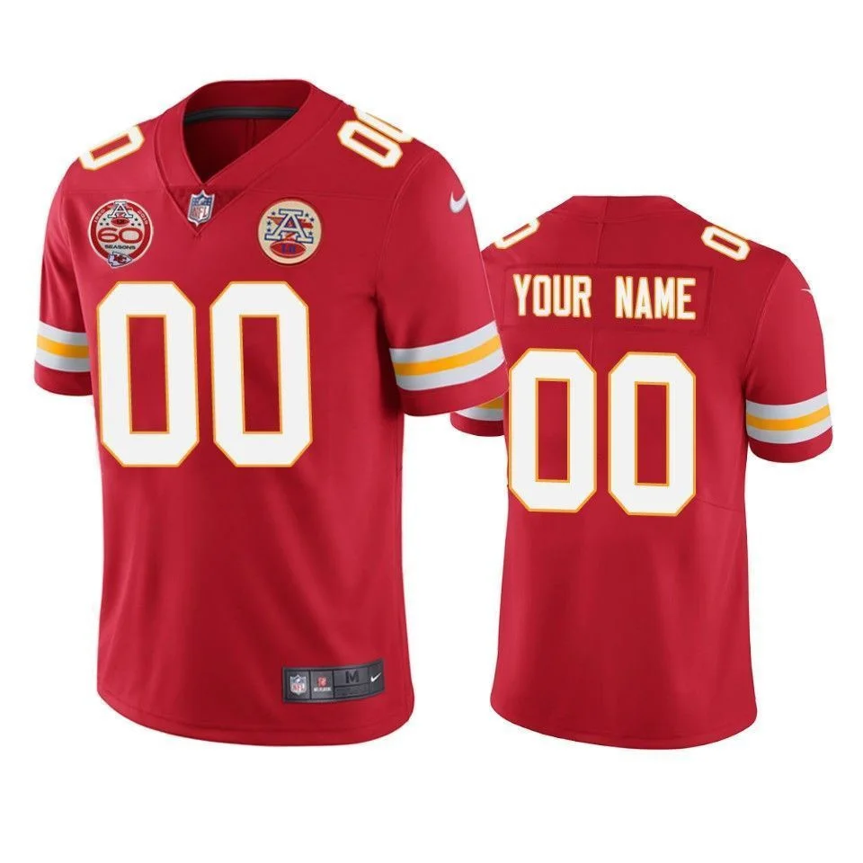 Custom Chiefs Jersey for Men Kansas City Chiefs Custom Red 60th Anniversary Vapor Limited Jersey -