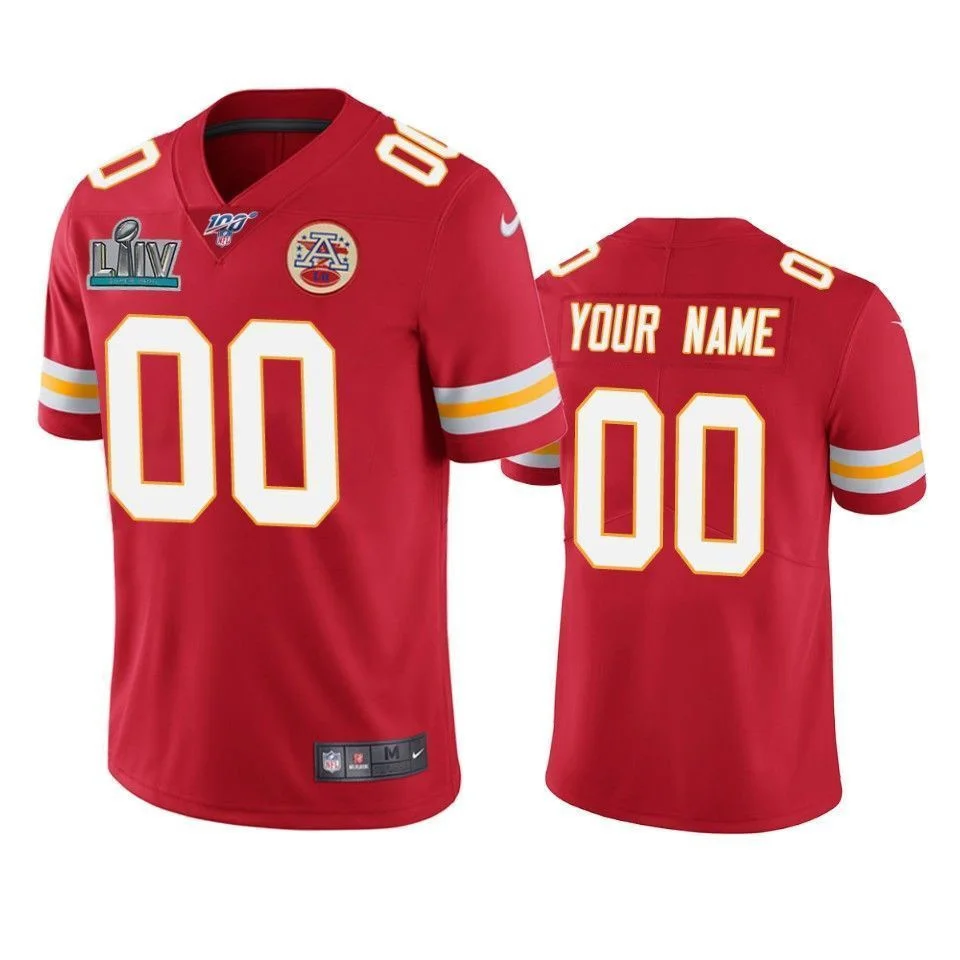 Custom Chiefs Jersey for Men Kansas City Chiefs Custom Red Super Bowl LIV Vapor Limited Jersey -