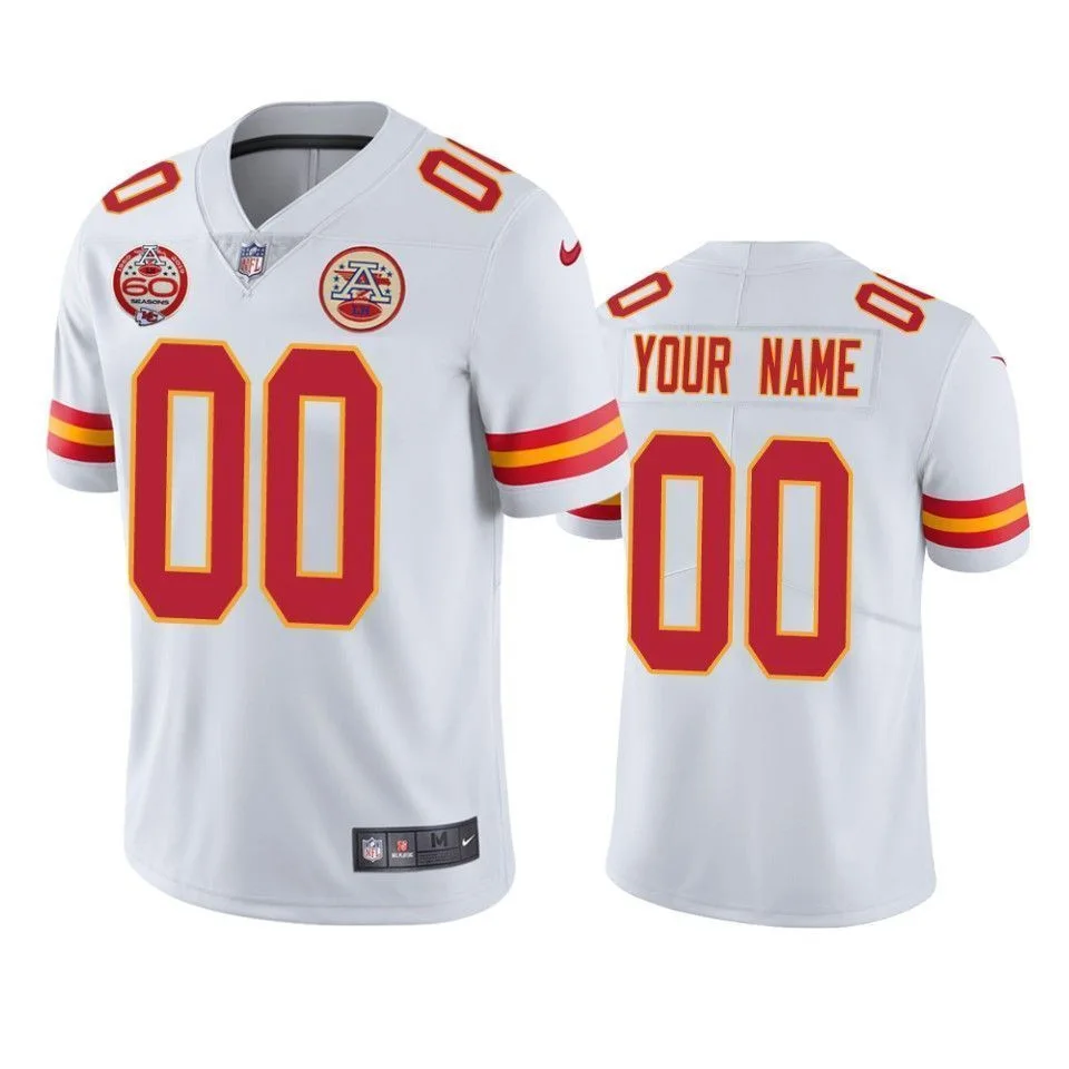 Custom Chiefs Jersey for Men Kansas City Chiefs Custom White 60th Anniversary Vapor Limited Jersey -