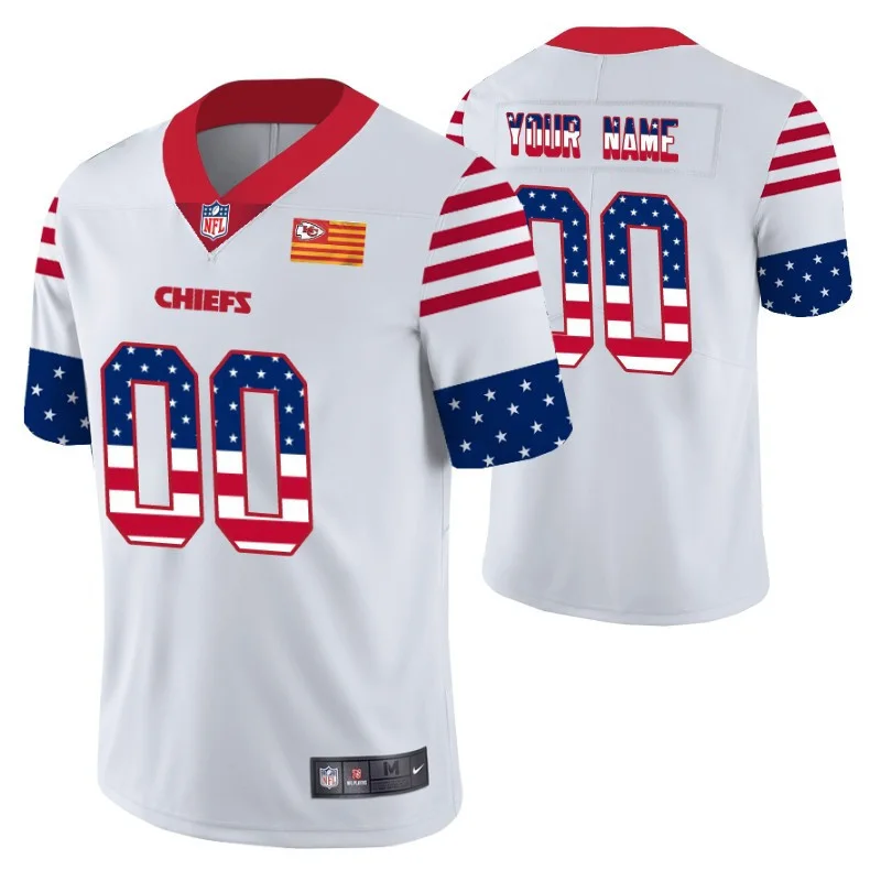 Custom Chiefs Jersey for Men Kansas City Chiefs Custom White Independence Day Vapor Limited Jersey -