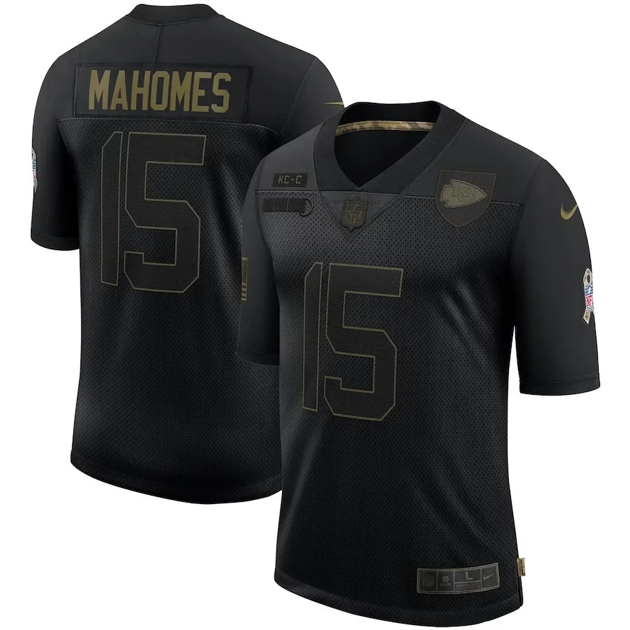 Men's Patrick Mahomes Black Kansas City Chiefs 2020 Salute To Service Limited Jersey -