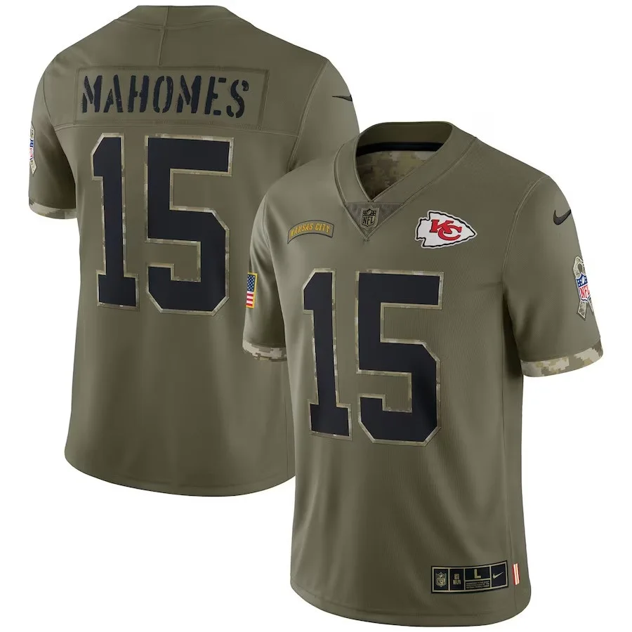 Men's Patrick Mahomes Olive Kansas City Chiefs 2021 Salute To Service Limited Player Jersey -