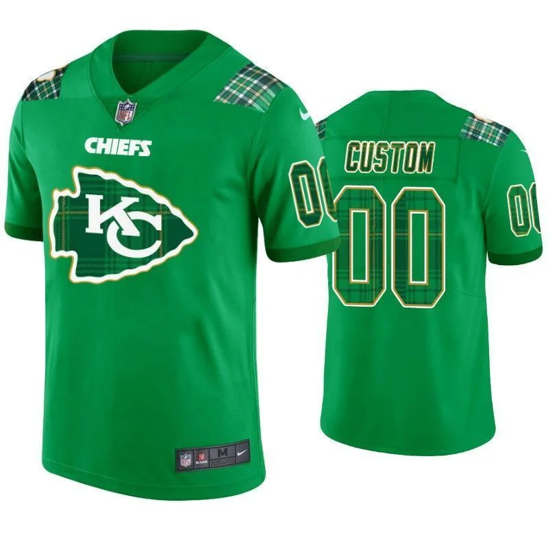 Custom Chiefs Jersey for Men St. Patrick's Day Kansas City Chiefs Custom Jersey Kelly Green -