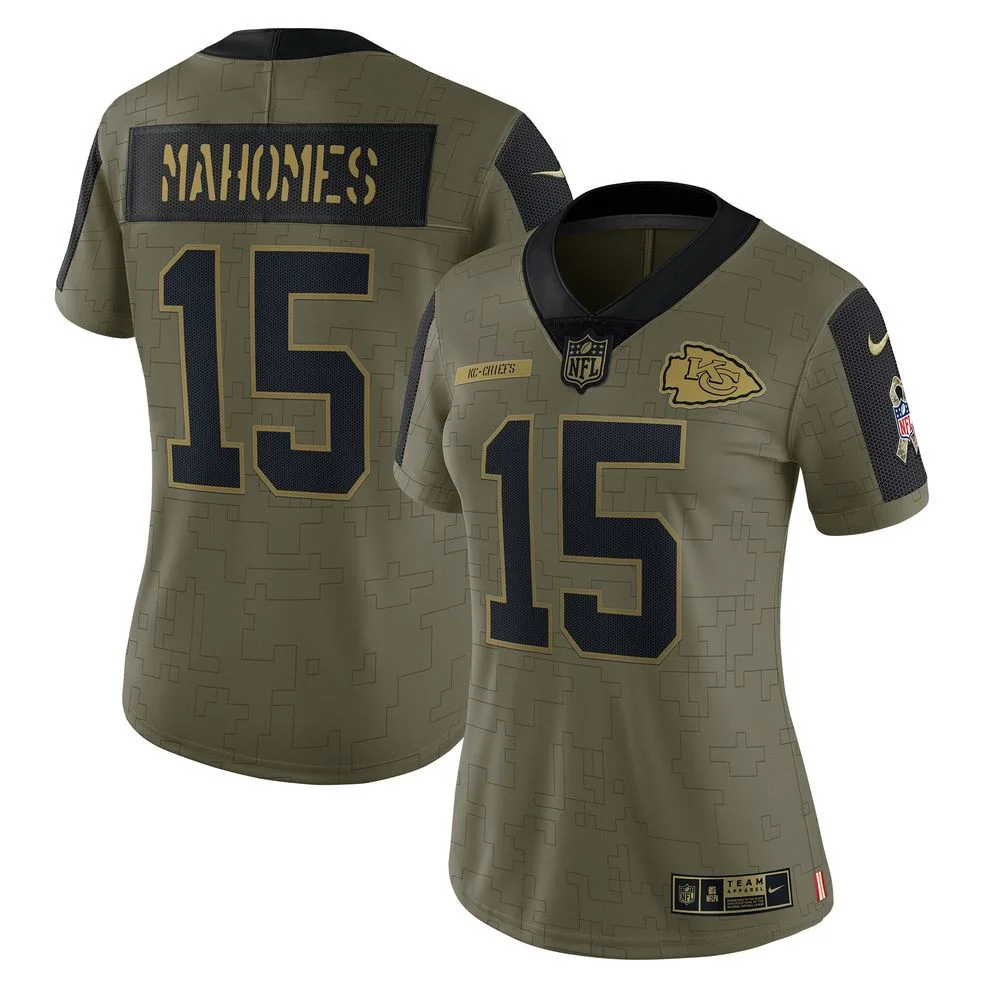 Womanâ€™s Patrick Mahomes Kansas City Chiefs 2021 Salute To Service Limited Player Jersey â€“ Olive -